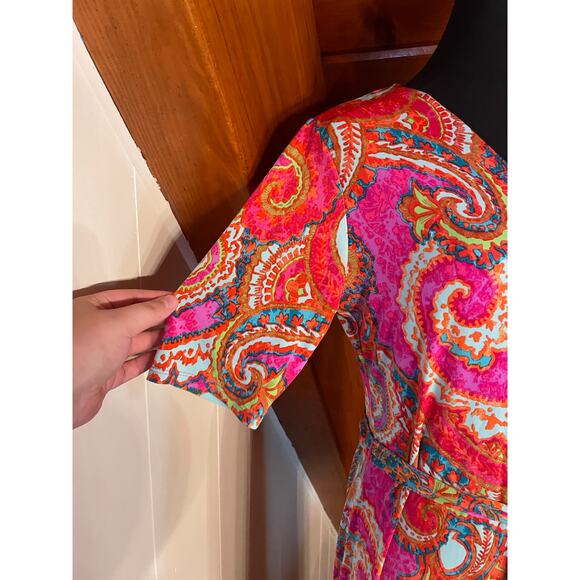MSK Psychedelic Paisley Print Maxi Dress with 3/4 Sleeve sz S - Picture 7 of 9